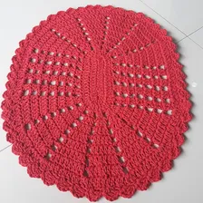 Parzinho Tapete Crochê Barbante .artesanal Cor Vermelho Foto mini  2