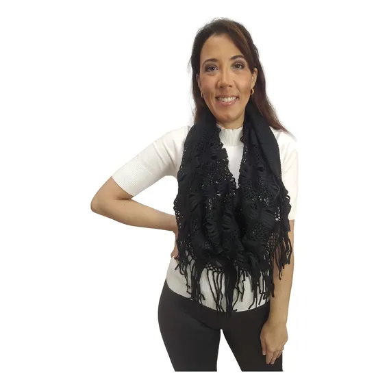 Pashimina Cachecol Lenço Xale Echarpe Estampada Cor Preto Tamanho U Foto 1