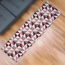 Passadeira Jacquard Antiderrapante Geométrica Vermelha Foto  mini 1