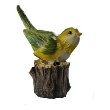 Pássaro No Tronco Em Resina Enfeite Decorativo 12cm Cor Colorido Foto mini 1