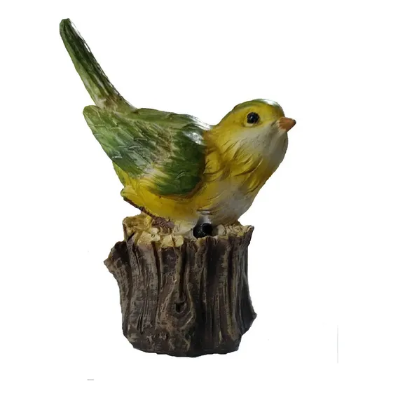 Pássaro No Tronco Em Resina Enfeite Decorativo 12cm Cor Colorido Foto 1