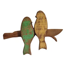Pássaros Decorativos Para Parede Em Madeira Feito A Mão Foto mini  2