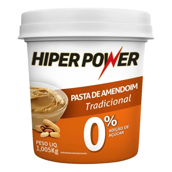 Pasta Amendoim Integral Tradicional Hiper Power 1kg Foto 1