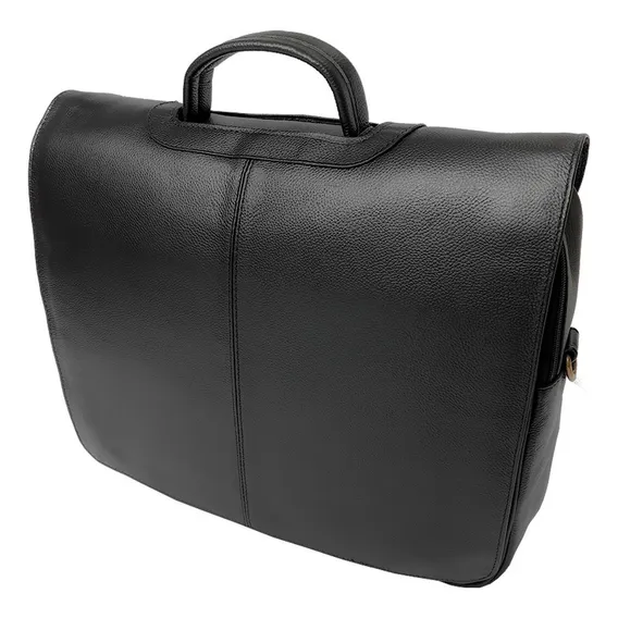 Pasta Bolsa Masculina Transversal Couro Legitimo 9008pa Cor Preto Foto 1