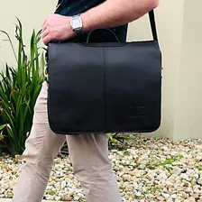 Pasta Bolsa Masculina Transversal Couro Legitimo 9008pa Cor Preto Foto mini  2