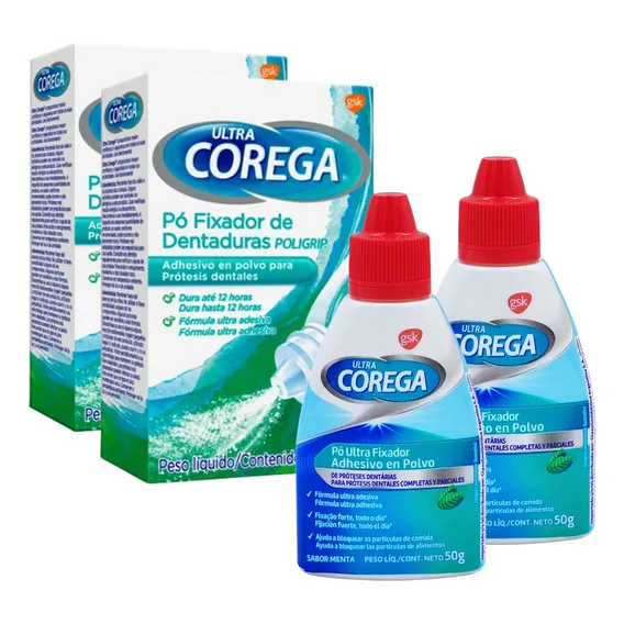 Pasta de dentes GSK Ultra Corega P贸 Fixador de Dentaduras Corega P贸 50g pacote x 2 Foto 1