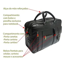 Pasta Notebook Executiva De Couro Legitimo Luxo 4022 Cor Preto Foto mini 3