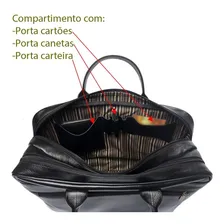 Pasta Notebook Executiva De Couro Legitimo Luxo 4022 Cor Preto Foto mini 4