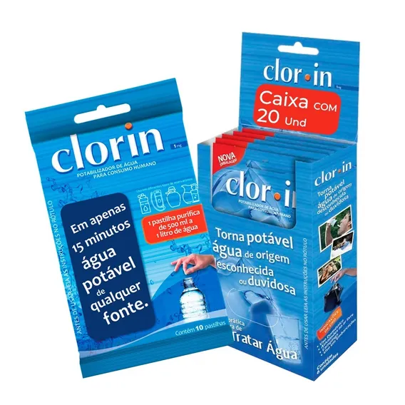 Pastilha Purificadora Clorin Água Suja Cantil Kit C/30 Un Cor Branco Foto 1