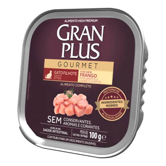 Patê Gran Plus Gatos Filhotes Frango 100g Foto 1