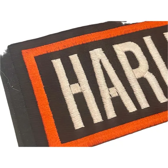Patch Bordado Preto E Laranja Grande Harley 26x20cm Davidson Foto 1