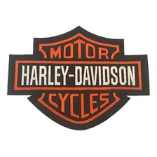 Patch Bordado Preto E Laranja Grande Harley 26x20cm Davidson Foto mini 2