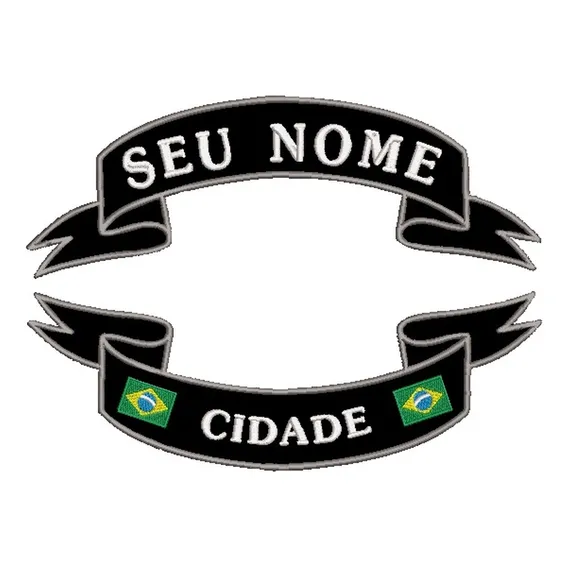 Patch Bordado Tarja Motociclista Seu Nome Brasão Cor Cinza Foto 1