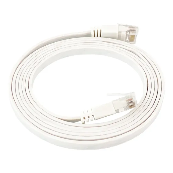 Patch Cord Flat Flexível Rj45 Cat6 1,5 Mts Branco Giga Lan Foto 1