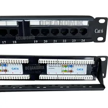 Patch Panel 24 Portas Cat6 Rj45 Rede Lan Utp Certifica Giga c/Guia Traseira - LINK+ Foto  mini 1