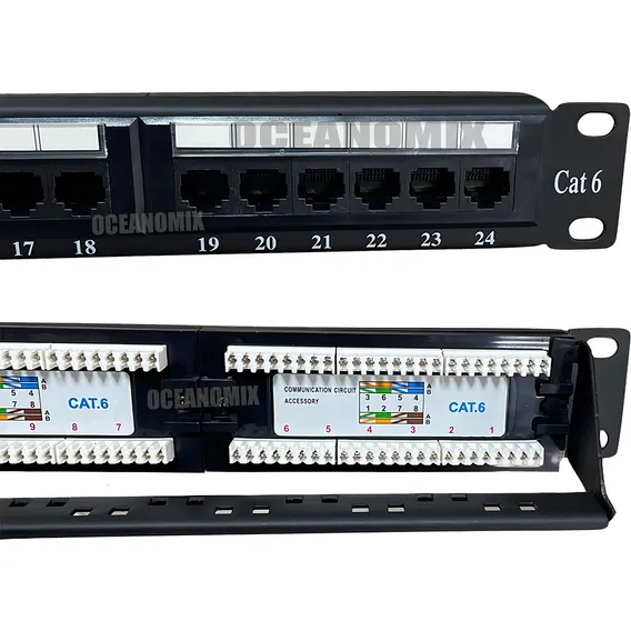 Patch Panel 24 Portas Cat6 Rj45 Rede Lan Utp Certifica Giga c/Guia Traseira - LINK+ Foto 1