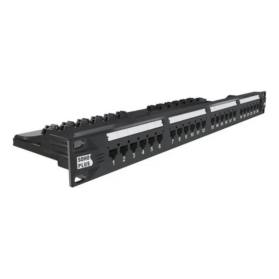 Patch Panel Cat6 T568a/b 24 Portas Rj-45 Rack 1u Servidor Foto 1