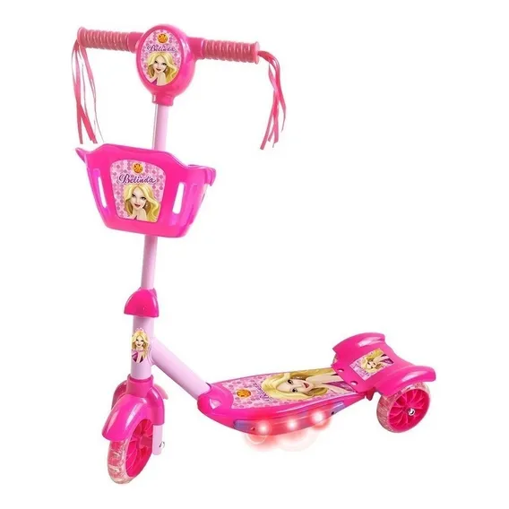 Patinete Infantil 3 Rodas Musical Com Luzes Cesta Princesa Foto 1
