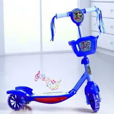 Patinete Infantil 3 Rodas Musical Luzes E Cesto Cor Azul Foto mini  3
