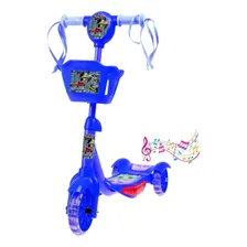 Patinete Infantil 3 Rodas Musical Luzes E Cesto Cor Azul Foto mini  2