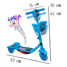 Patinete Infantil Musical 3 Rodas Cesta Luzes Cores Bw010 Cor Azul Foto mini 3