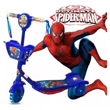 Patinete Infantil Musical Frozen 3 Rodas Com Luzes E Cesta Cor Homem Aranha (azul) Homem Aranha Foto mini 2