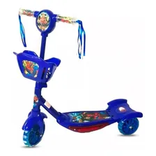 Patinete Infantil Musical Frozen 3 Rodas Com Luzes E Cesta Cor Homem Aranha (azul) Homem Aranha Foto mini 1