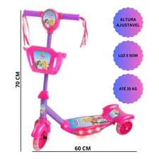 Patinete Infantil Musical Princesa 3 Rodas Luzes E Cestinha Foto mini 1