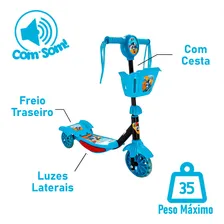 Patinete Musical Infantil Azul Com Cesta E Luzes Led Panda Mini Panda Foto mini 3