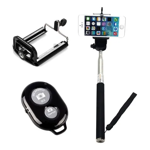 Pau De Self Com Bluetooth E Suporte Celular Na Cor Preta Foto 1