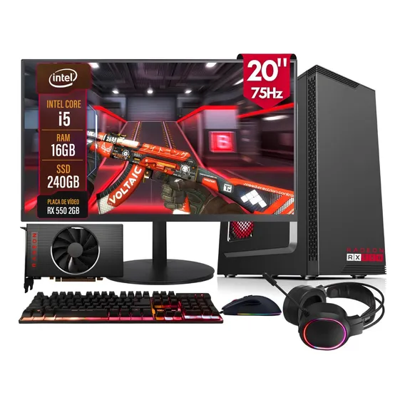 Pc Gamer Completo 2eletro Win I5 16gb 240gb Radeon Rx550 2gb Foto 1