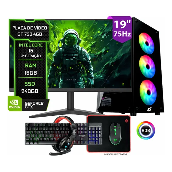 Pc Gamer Completo Setup Ninja Shadow Ii, Intel Core I5, 16gb Ram, Ssd 240gb, Placa Vídeo 4gb Foto 1