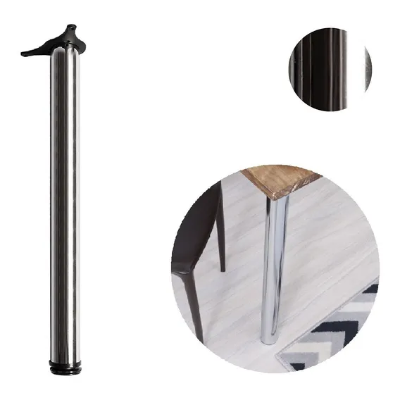 Pe De Mesa 60x730mm Aço Cromado Tubular Com Regulagem Foto 1