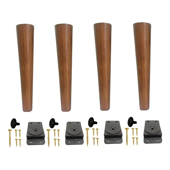 PĂ© para mĂłvel JT Home PĂ© Palito PĂ© Palito 45cm amĂȘndoa marrom claro kit por 4 unidades Foto 1