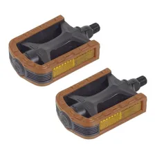 Pedal Bike Nylon Metalciclo Bicolor Rosca Fina 1/2 - Marrom Foto  mini 1