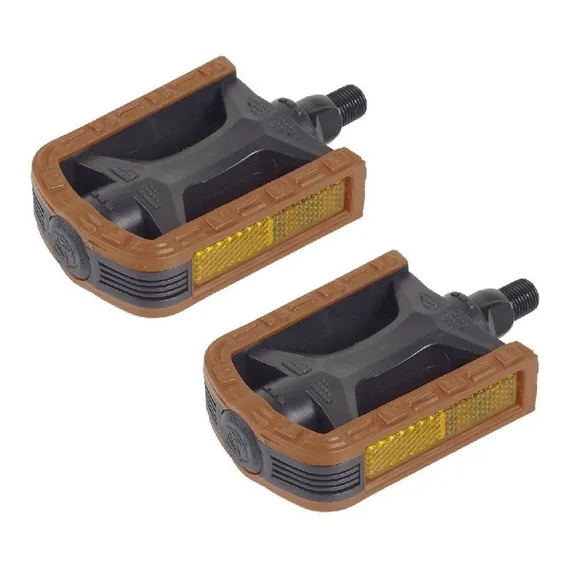 Pedal Bike Nylon Metalciclo Bicolor Rosca Fina 1/2 - Marrom Foto 1