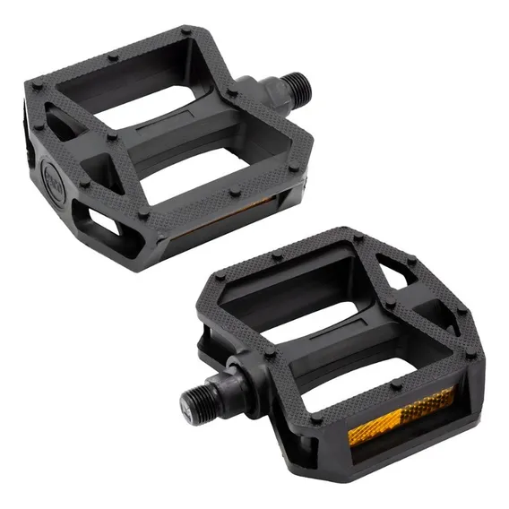 Pedal Nylon Plataforma Rosca Grossa 9/16 Eixo com Esferas E Refletivos Resistente Preto Foto 1