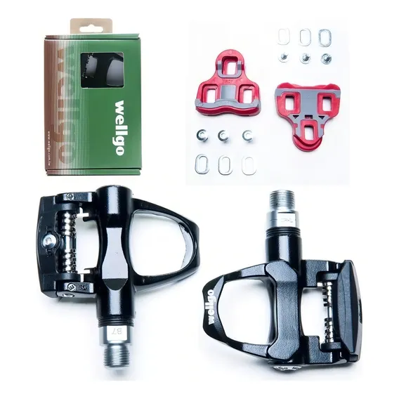 Pedal Wellgo Road Speed R096b Clip 335g Preto + Tacos Foto 1
