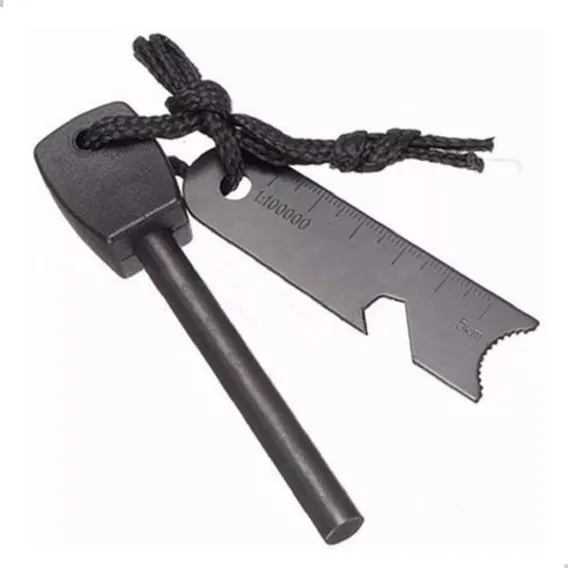 Pederneira Fogo Isqueiro Acampamento Magnesio Camping Cor Preto Foto 1
