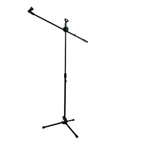 Pedestal P/ Microfone Tripé Girafa Alumínio 2 Cachimbos Foto 1