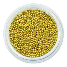 Pedraria Caviar Metal Decoração Unhas Dourado Ouro 1mm 20g Foto mini  2