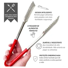 Pegador Carne Churrasco Salada Pinça Inox Profissional Foto mini 4