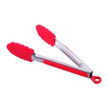 Pegador De Silicone Aço Inox Vermelho 26cm Hercules Foto  mini 1