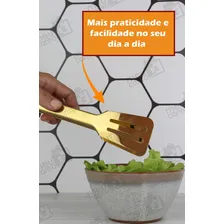 Pegador Salada Em Aço Inox Dourado Multiuso Grande Premium Foto mini 4