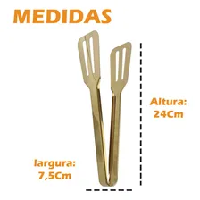 Pegador Salada Em Aço Inox Dourado Multiuso Grande Premium Foto mini 3