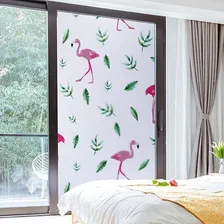Pelicula Adesivo Eletrostatica Vidro Jateado Flamingo Folha Cor Transparente Foto mini 3