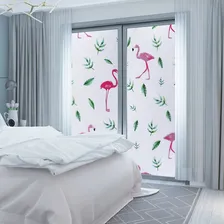 Pelicula Adesivo Eletrostatica Vidro Jateado Flamingo Folha Cor Transparente Foto mini 2