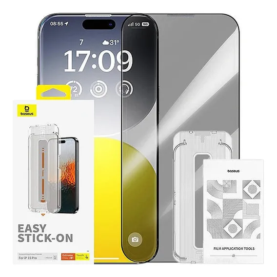 Pelicula Baseus Sapphire Privacy Para iPhone 15 Pro Foto 1