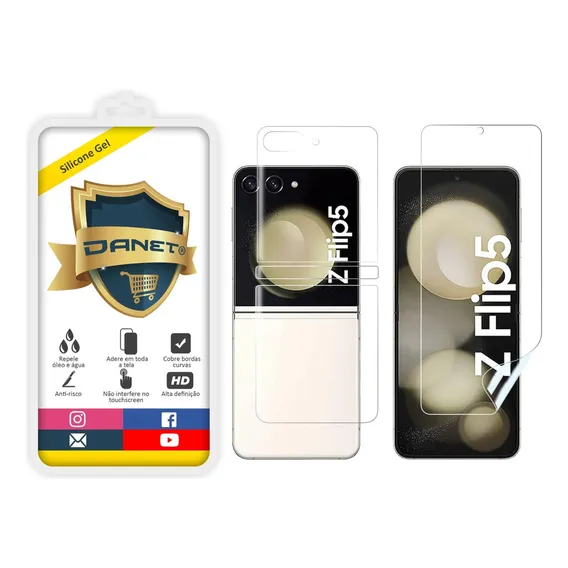 Película De Gel Flexível Frente E Verso Para Galaxy Z Flip 5 Foto 1
