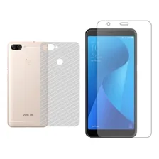 Película + Fibra De Carbono Para Zenfone Max Plus M1 Foto  mini 1